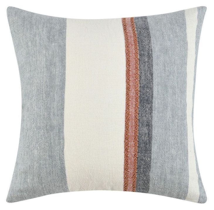 Boardwalk Taylor Blue and Cream Square Accent Pillow