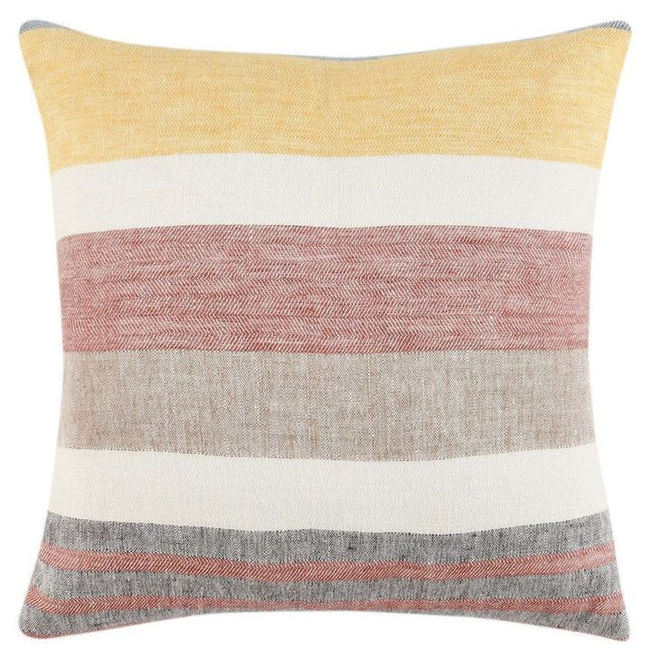 Boardwalk Crawford Yellow and Gray Square Accent Pillow