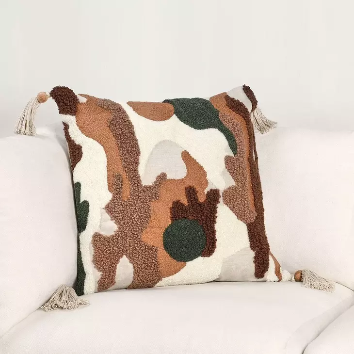 Renewed Caney Chestnut and Green Square Accent Pillow Set of 2