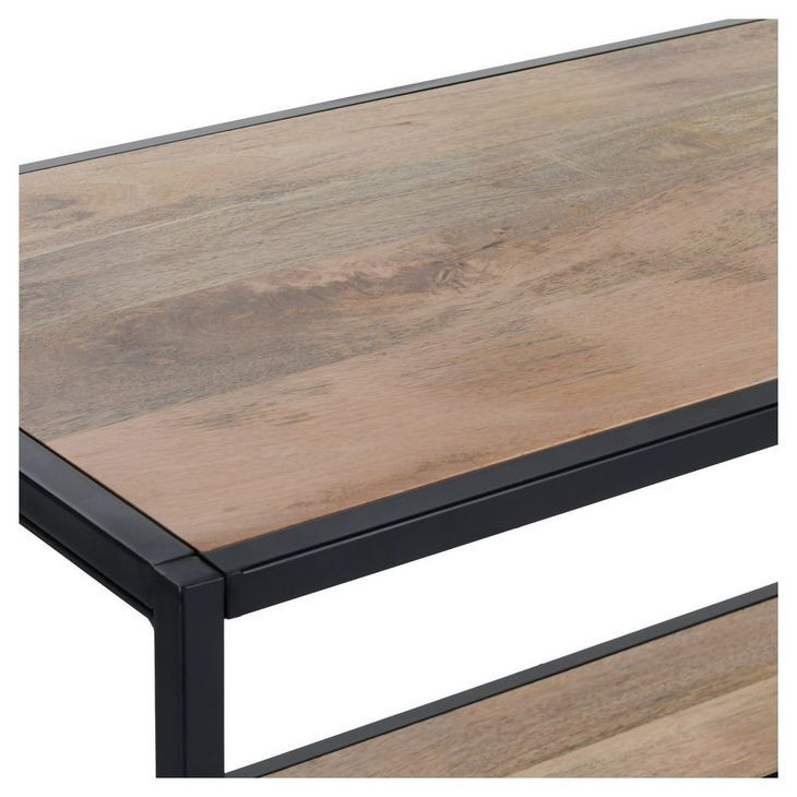 Glendora Black and Natural Storage Rack with Casters