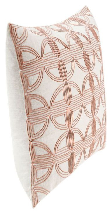 Villa Classics Elea Ivory and Blush Square Accent Pillow