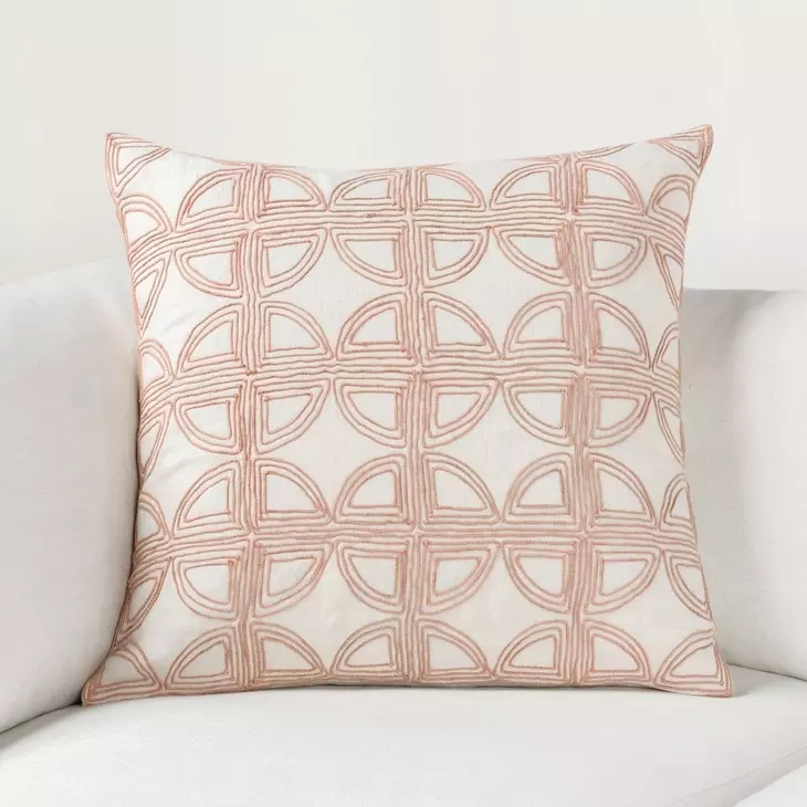 Villa Classics Elea Ivory and Blush Square Accent Pillow Set of 2