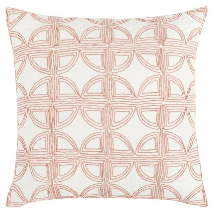 Villa Classics Elea Ivory and Blush Square Accent Pillow
