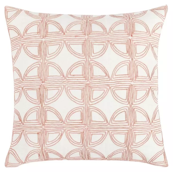 Villa Classics Elea Ivory and Blush Square Accent Pillow Set of 2