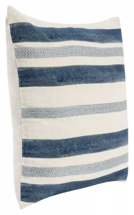 Catania Seiano Ivory and Blue Square Accent Pillow Set of 2