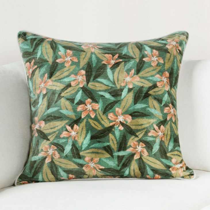 Catania Lamia Green and Black Square Accent Pillow