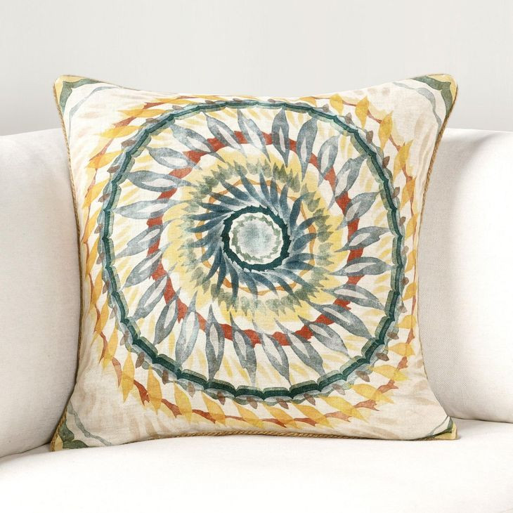 Catania Mesta Blue and Gray Square Accent Pillow