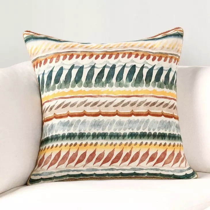 Catania Cetara Blue and Red Square Accent Pillow Set of 2