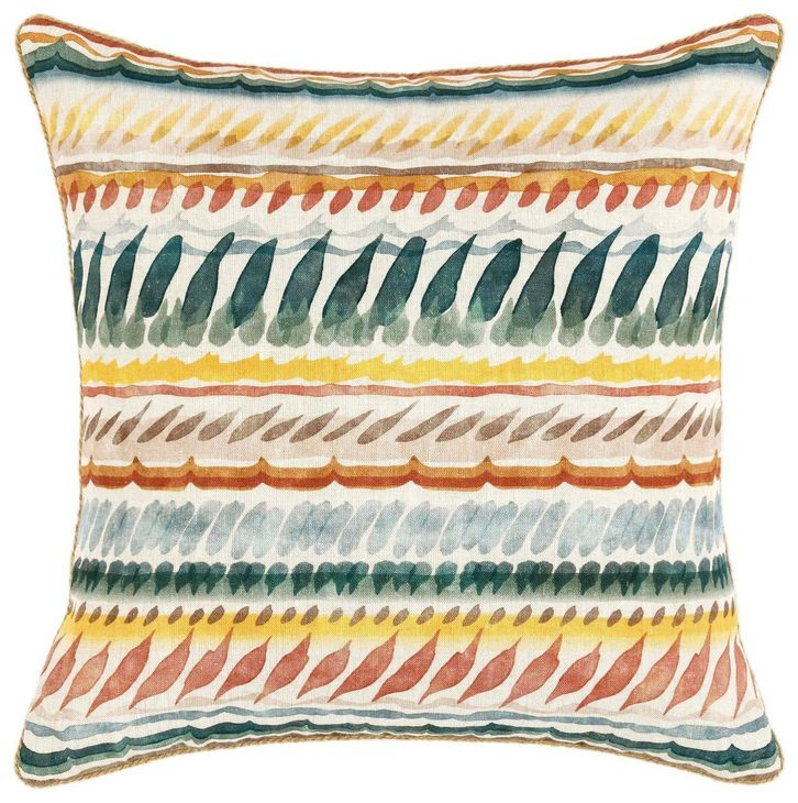 Catania Cetara Blue and Red Square Accent Pillow