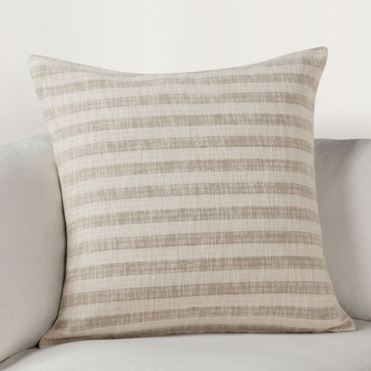 Villa Classics Linna Ivory and Natural Square Accent Pillow