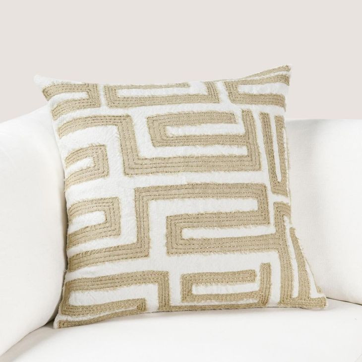 Villa Classics Mateo Metallic Gold and Ivory Square Accent Pillow