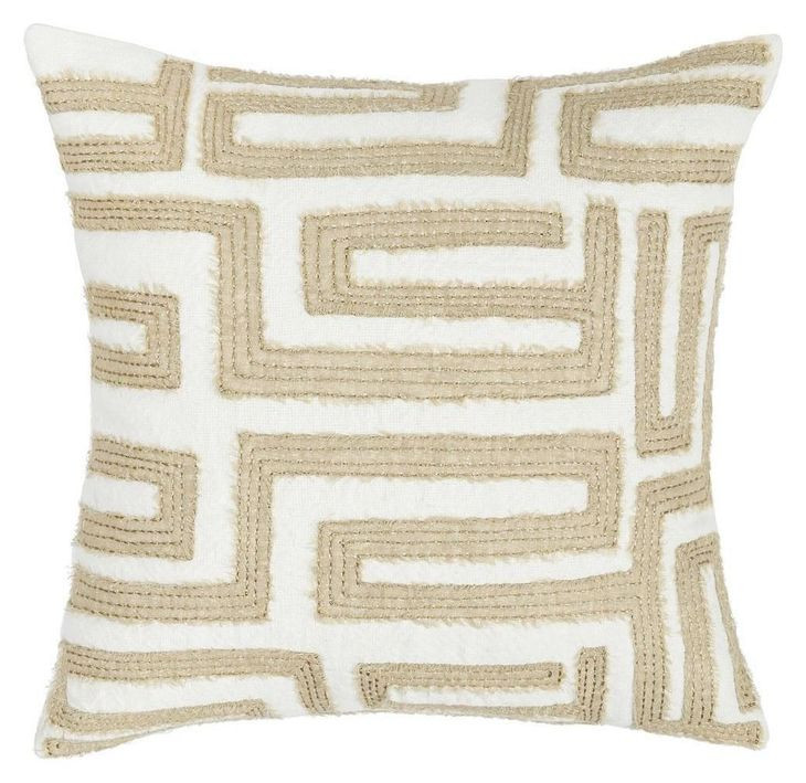 Villa Classics Mateo Metallic Gold and Ivory Square Accent Pillow