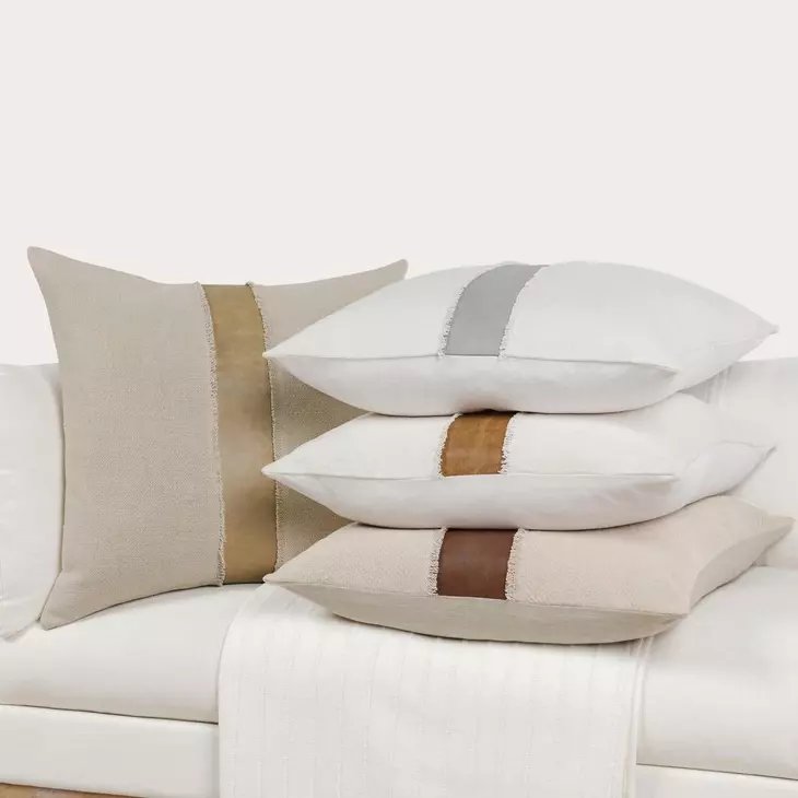Villa Classics Steam Ivory and Dumont Square Accent Pillow Set of 2