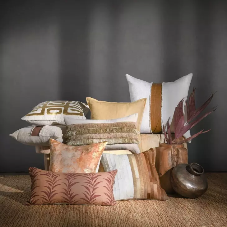 Villa Classics Steam Ivory and Dumont Square Accent Pillow Set of 2