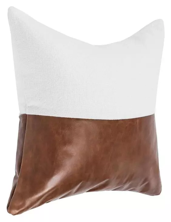Villa Classics Canyon Ivory and Kona Brown Square Accent Pillow Set of 2