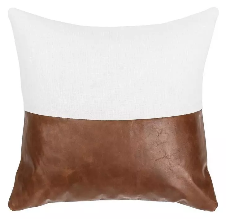 Villa Classics Canyon Ivory and Kona Brown Square Accent Pillow Set of 2