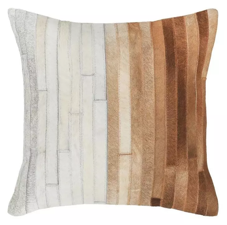 Radiant Oasis Meru Hide Tan and White Square Accent Pillow Set of 2