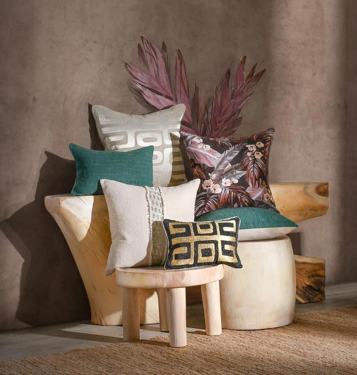 Radiant Oasis Lira Natural and Silver Square Accent Pillow