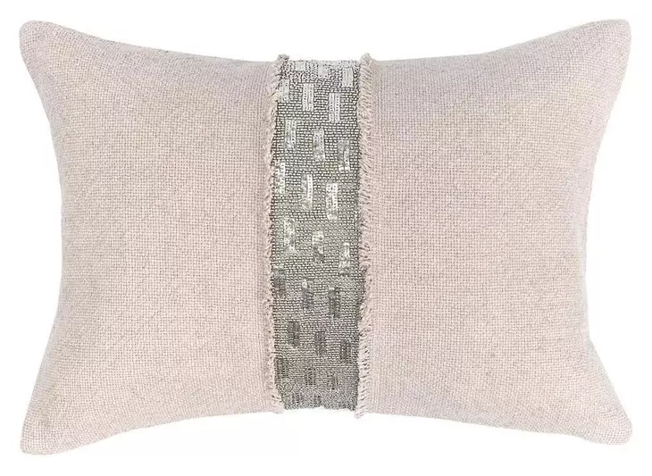 Radiant Oasis Lira Natural and Silver Rectangular Accent Pillow Set of 2