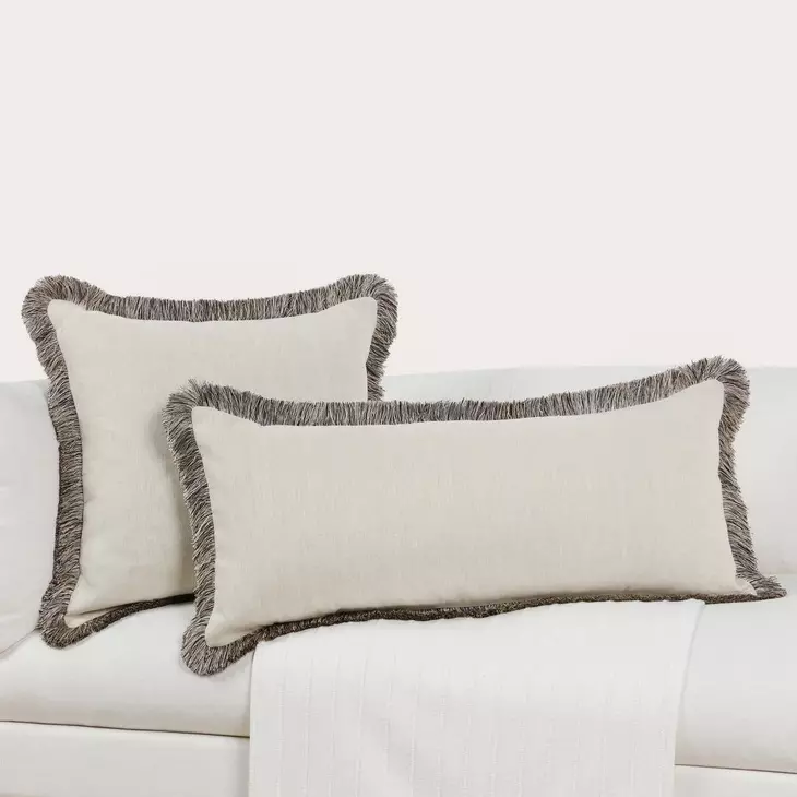 Radiant Oasis Nola Natural and Black Square Accent Pillow Set of 2