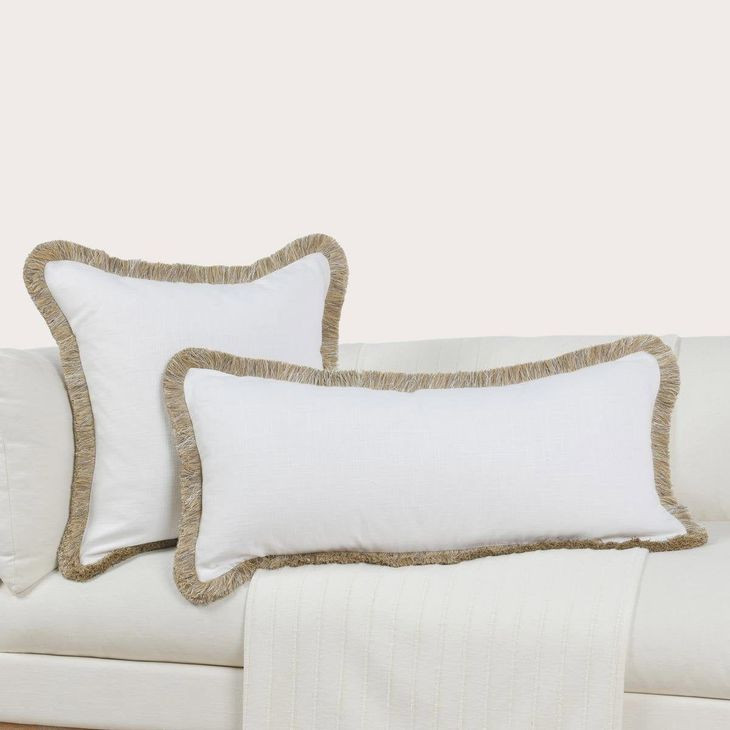 Radiant Oasis Cara Ivory and Natural Square Accent Pillow