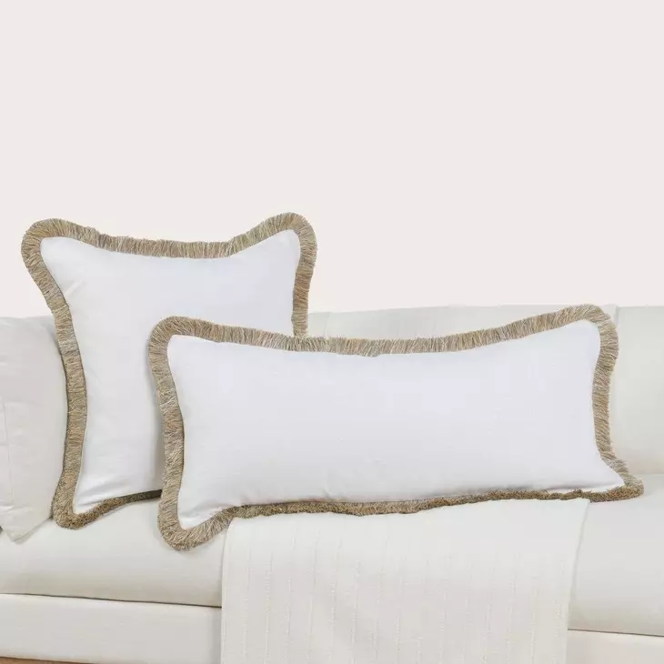 Radiant Oasis Cara Ivory and Natural Square Accent Pillow Set of 2