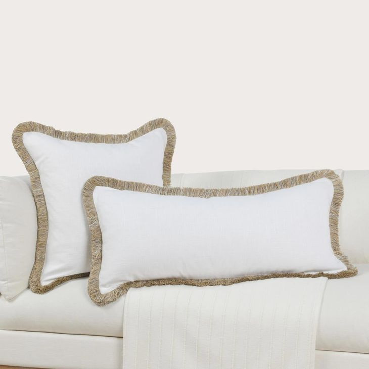 Radiant Oasis Cara Ivory and Natural Rectangular Accent Pillow