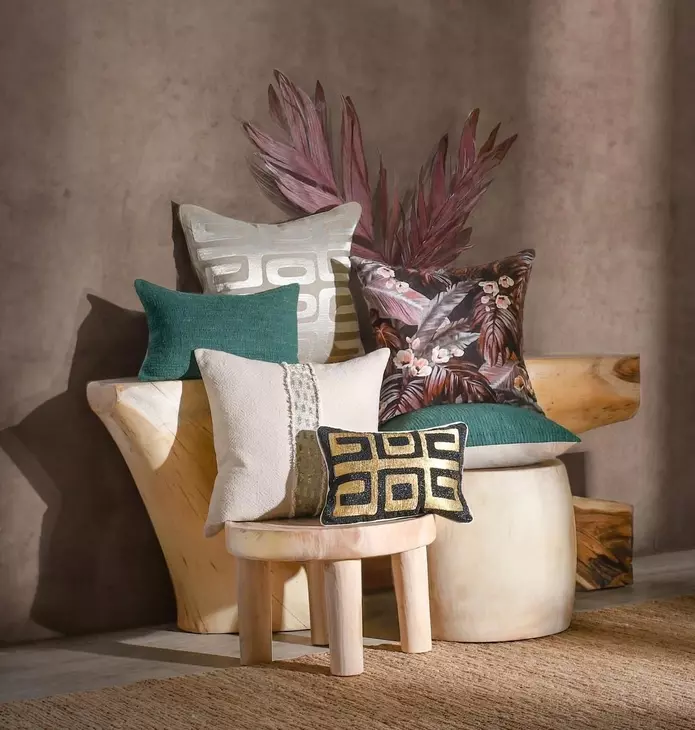 Radiant Oasis Makana Brown Square Accent Pillow Set of 2