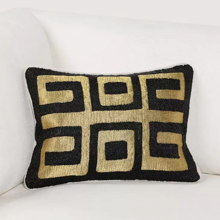 Radiant Oasis Dala Black and Gold Rectangular Accent Pillow Set of 2