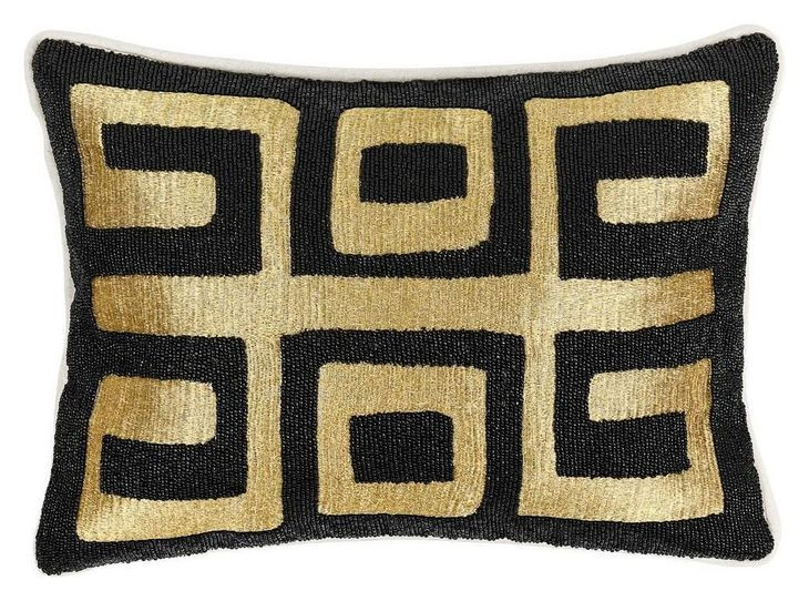 Radiant Oasis Dala Black and Gold Rectangular Accent Pillow