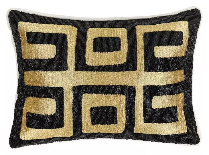 Radiant Oasis Dala Black and Gold Rectangular Accent Pillow Set of 2