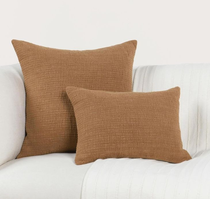 Fable Cognac Brown Square Accent Pillow