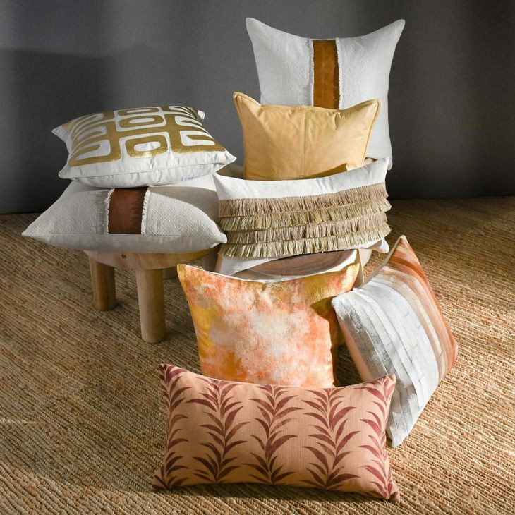 Radiant Oasis Alula Sienna and Burgundy Rectangular Accent Pillow