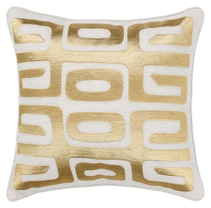 Radiant Oasis Zelo Natural and Gold Square Accent Pillow