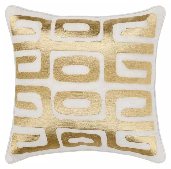Radiant Oasis Zelo Natural and Gold Square Accent Pillow Set of 2