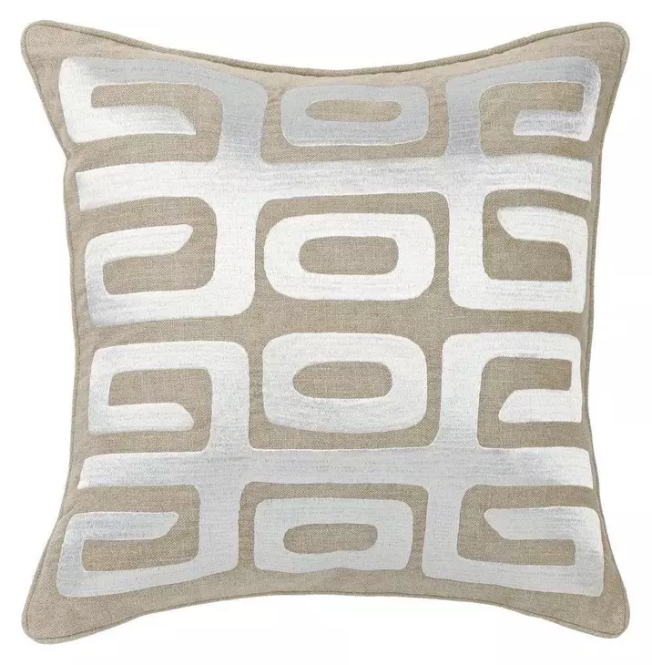 Radiant Oasis Zelo Tan and Silver Square Accent Pillow Set of 2
