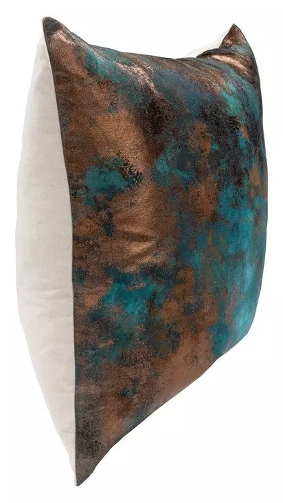 Equilibrium Onara Teal and Antique Bronze Square Accent Pillow Set of 2