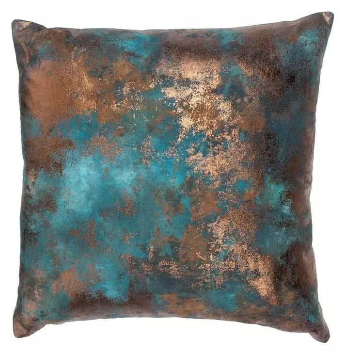 Equilibrium Onara Teal and Antique Bronze Square Accent Pillow Set of 2