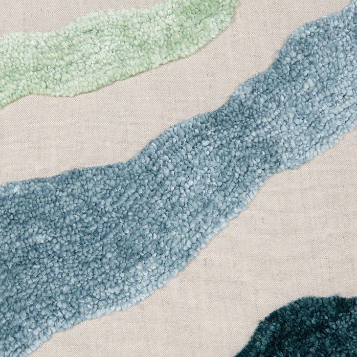 Equilibrium Inertia Blue and Cream Square Accent Pillow