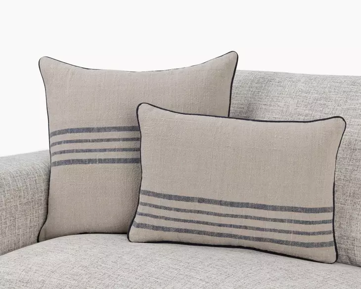 Novel Estate Newport Natural and Navy Square Accent Pillow Set of 2