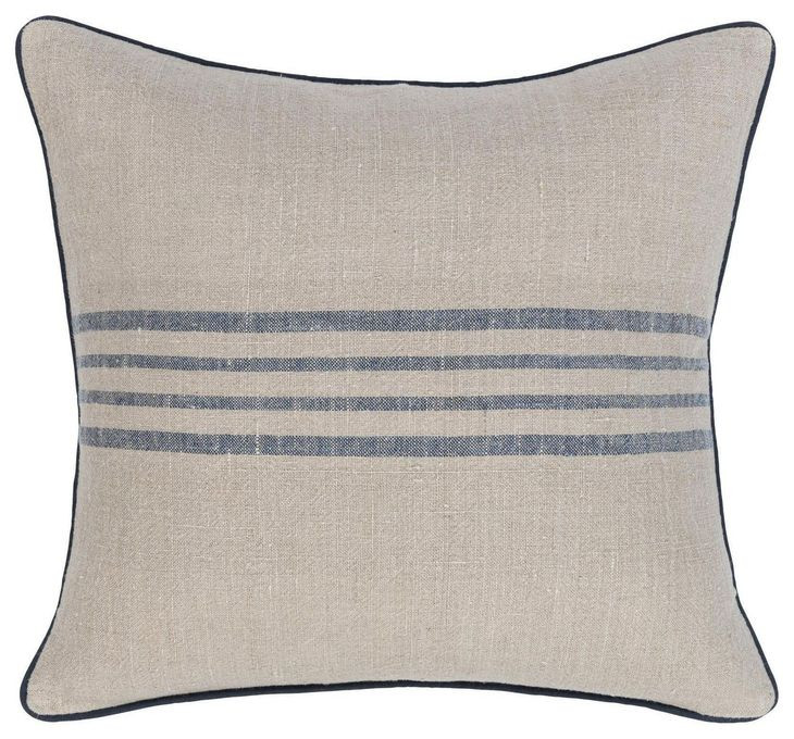 Novel Estate Newport Natural and Navy Square Accent Pillow