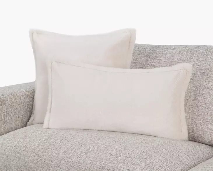 Novel Estate Taiga Faux Fur Ivory Rectangular Accent Pillow Set of 2