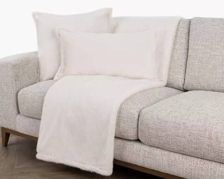 Novel Estate Taiga Faux Fur Ivory Square Accent Pillow Set of 2
