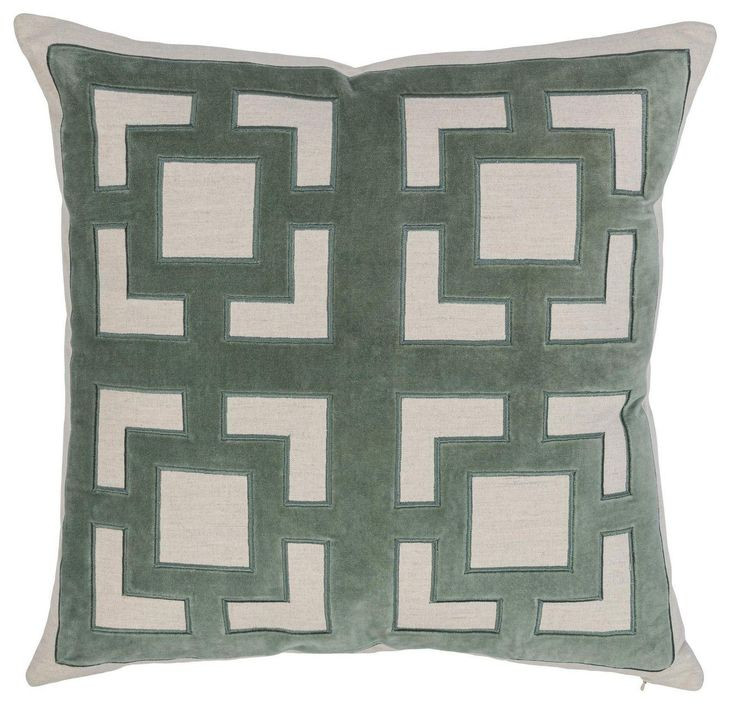 Tranquil Coasts Vita Blue and Cream Square Accent Pillow