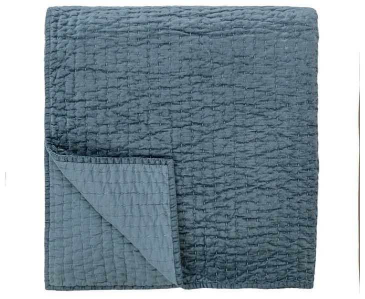 Bari Velvet Stone Blue Queen Quilt