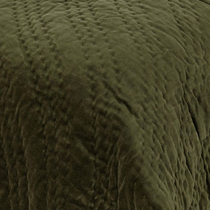Elms Velvet Loden Green Queen Quilt