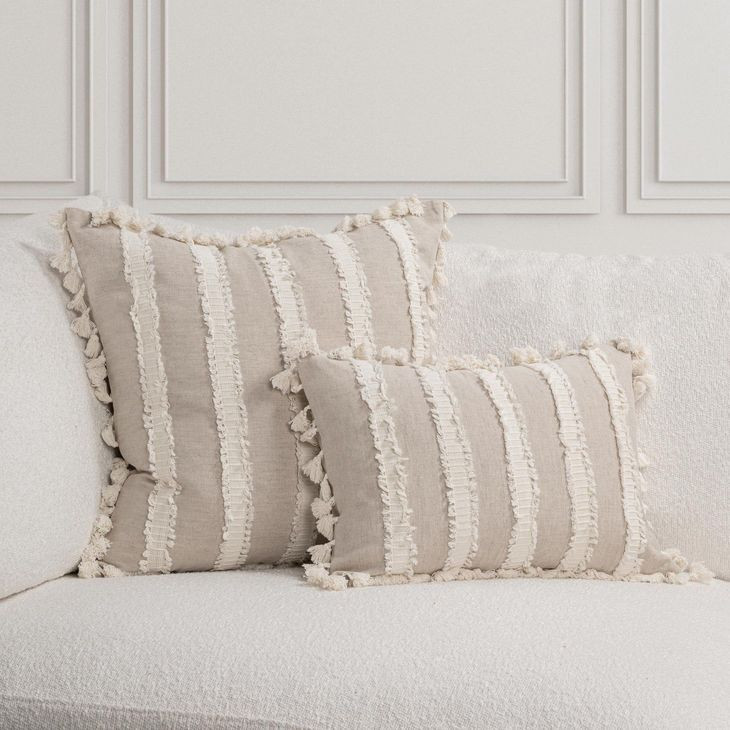 Tranquil Coasts Edisto Natural and Ivory Square Accent Pillow