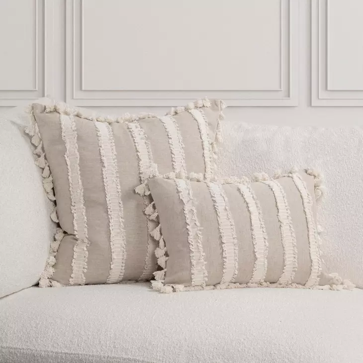 Tranquil Coasts Edisto Natural and Ivory Square Accent Pillow Set of 2
