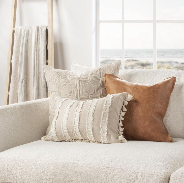 Tranquil Coasts Edisto Natural and Ivory Rectangular Accent Pillow