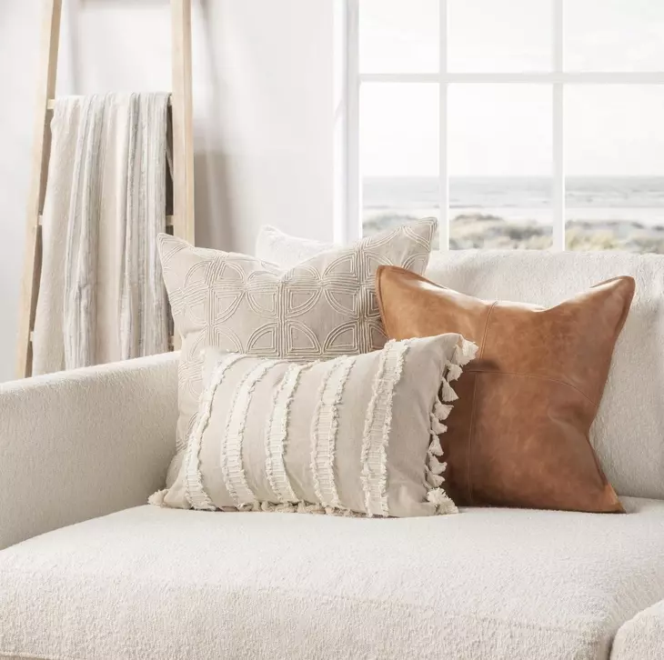 Tranquil Coasts Edisto Natural and Ivory Rectangular Accent Pillow Set of 2